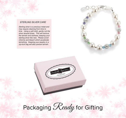 Cherished Moments Children's 14K Gold-plated or Sterling Silver Bracelet with Stardust Beads and Austrian Crystals for Babies, Infants, Toddlers, and Girls Jewelry Gifts