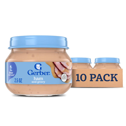Gerber Stage 2 Baby Food, Chicken & Turkey Variety Pack Jars, Mealtime Poultry Puree, Baby Food Puree,12-Pack