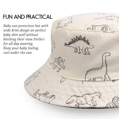 JANGANNSA Dinosaur Baby Boys Sun Hat Cotton Toddler Girls Bucket Hats Summer Sun Protect Cap for Kids