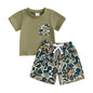 Toddler Baby Boy Summer Clothes Funny Pattren Letter Short Sleeve T Shirt with Shorts 2 Peices Outfits