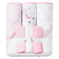 Viviland Baby Towels and Baby Wash Cloths Set Hooded Baby Towels Baby Wipes Absorbent Bath Face Towels Burp Cloths or Face Towels for Girl Boy 6-Pack Size 28 x 28 Inch(Elephant Flower)