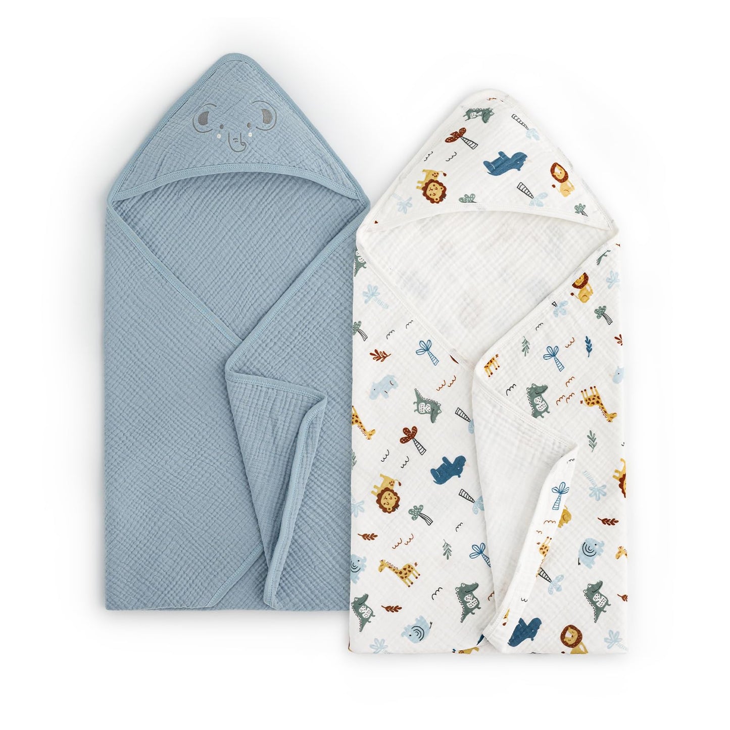 PHF 2 Pack Baby Hooded Towels, 100% Muslin Cotton Baby Bath Towel with Hood for Newborn, Infant, Toddler, Ultra Soft and Absorbent Baby Essentials Bath Towels for Girls, 32x32Inch, Floral