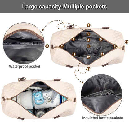 LOVEVOOK Diaper Bag Tote with Pacifier Case and Changing Pad, Large Capacity Mommy Bag for Hospital and Weekender Travel, Functional Baby Bag Newborn Baby Essential, Black