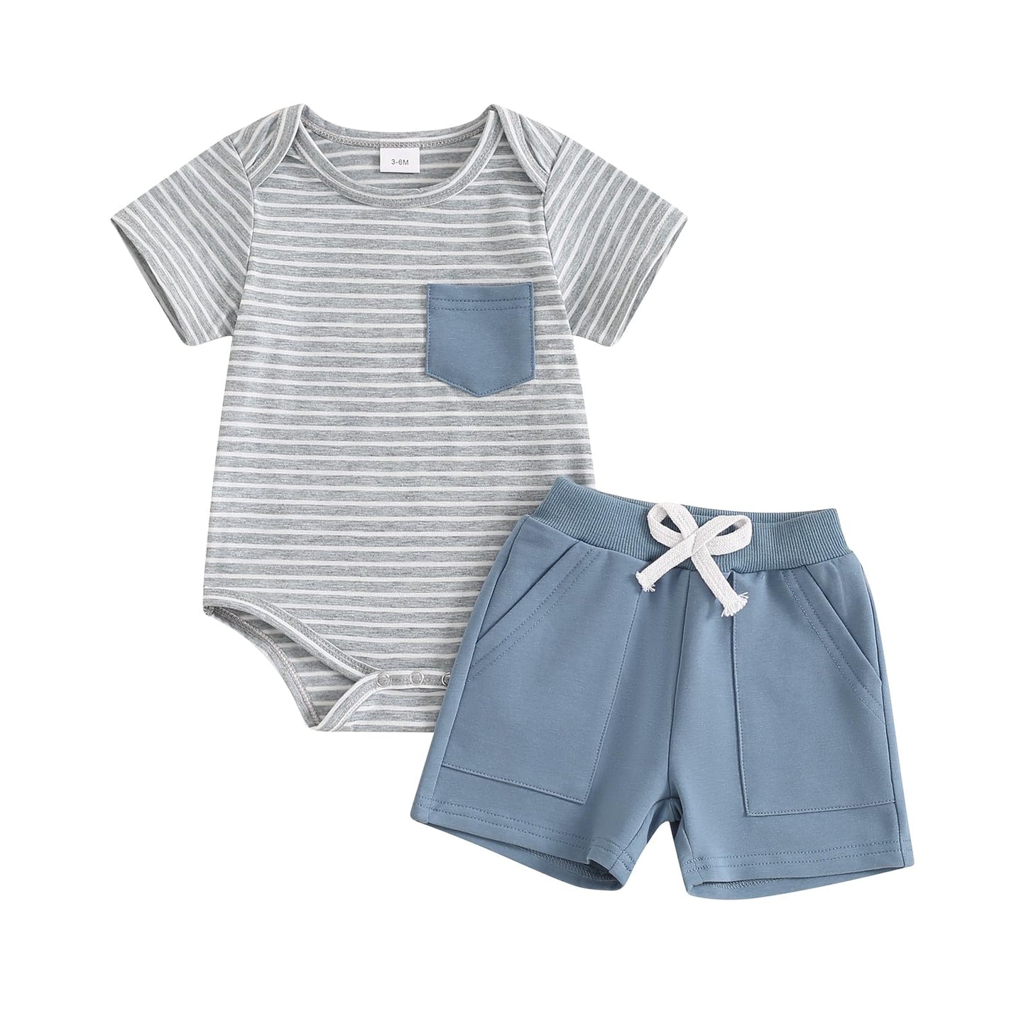 Newborn Baby Boy Girl Clothes 3 6 9 12 18 Months Ribbed Knit Short Sleeve Romper Shorts Set Infant Summer Outfits