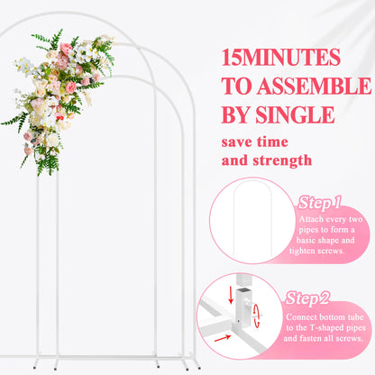 Wokceer Wedding Arch Backdrop Stand 6FT, 5FT, 4FT Set of 3 Gold Metal Arch Stand for Wedding Ceremony Baby Shower Birthday Party Decor