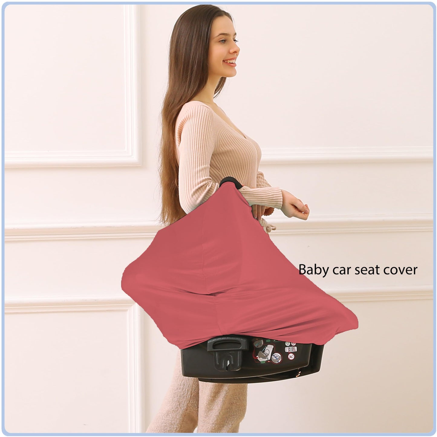 Car Seat Covers Canopy Cover - Multi-use Cover Carseat Canopy, Breathable Breastfeeding Cover, Car Seat Covers for Bbies, Boys & Girls Shower Gifts (Dark Blue Dinosaur)