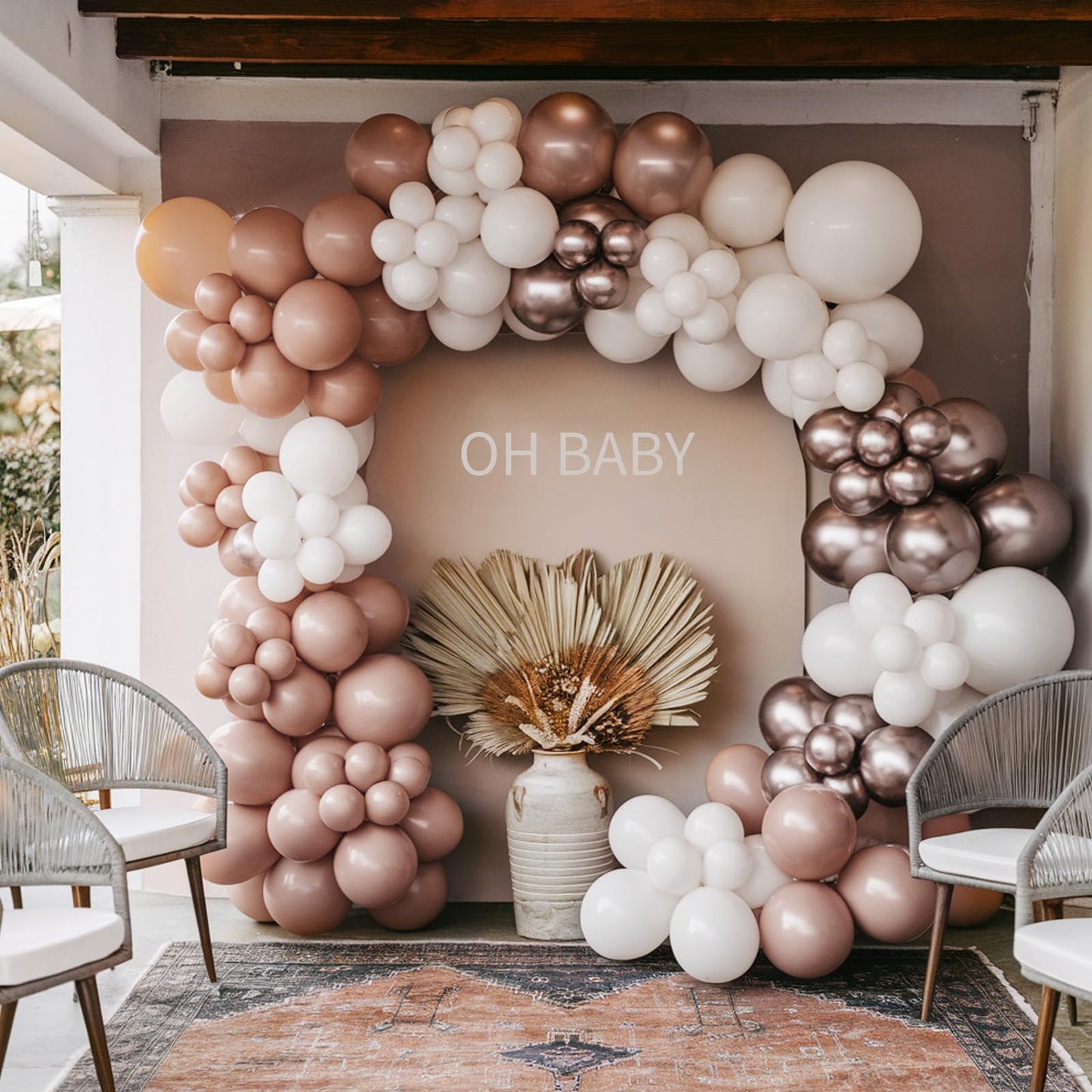 Ivory White Balloon Arch Kit,Boho Balloon Garland with Pastel Orange Cream Beige Champagne Gold White Sand Balloons for Neutral Baby Shower Wedding Boho Bridal Party Decorations