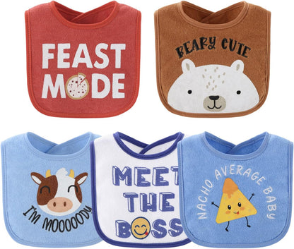 The Peanutshell Baby Boy Terry Bibs Set of 10-100% Cotton, Soft, Absorbent Baby Bibs, Toddler Boy Set, Newborn & Infant Bib - Oh Boy!