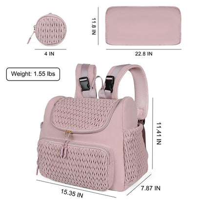 Geestock Diaper Bag Small Diaper Backpack, Stylish Quilted Baby Backpacks, Mini Maternity Bags, with Changing Pad, Pacifier Case & Stroller Straps, Parents Essentials Diaper Bag, Black