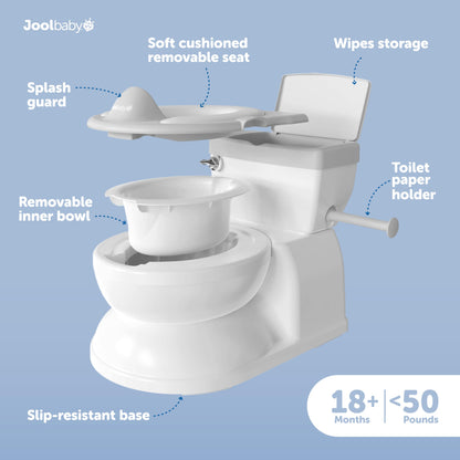 Real Feel 2-in-1 Potty with Wipes Storage, Flushing Sounds & Disposable Liners - Realistic Toilet - Easy to Clean & Assemble - Jool Baby (Pink)