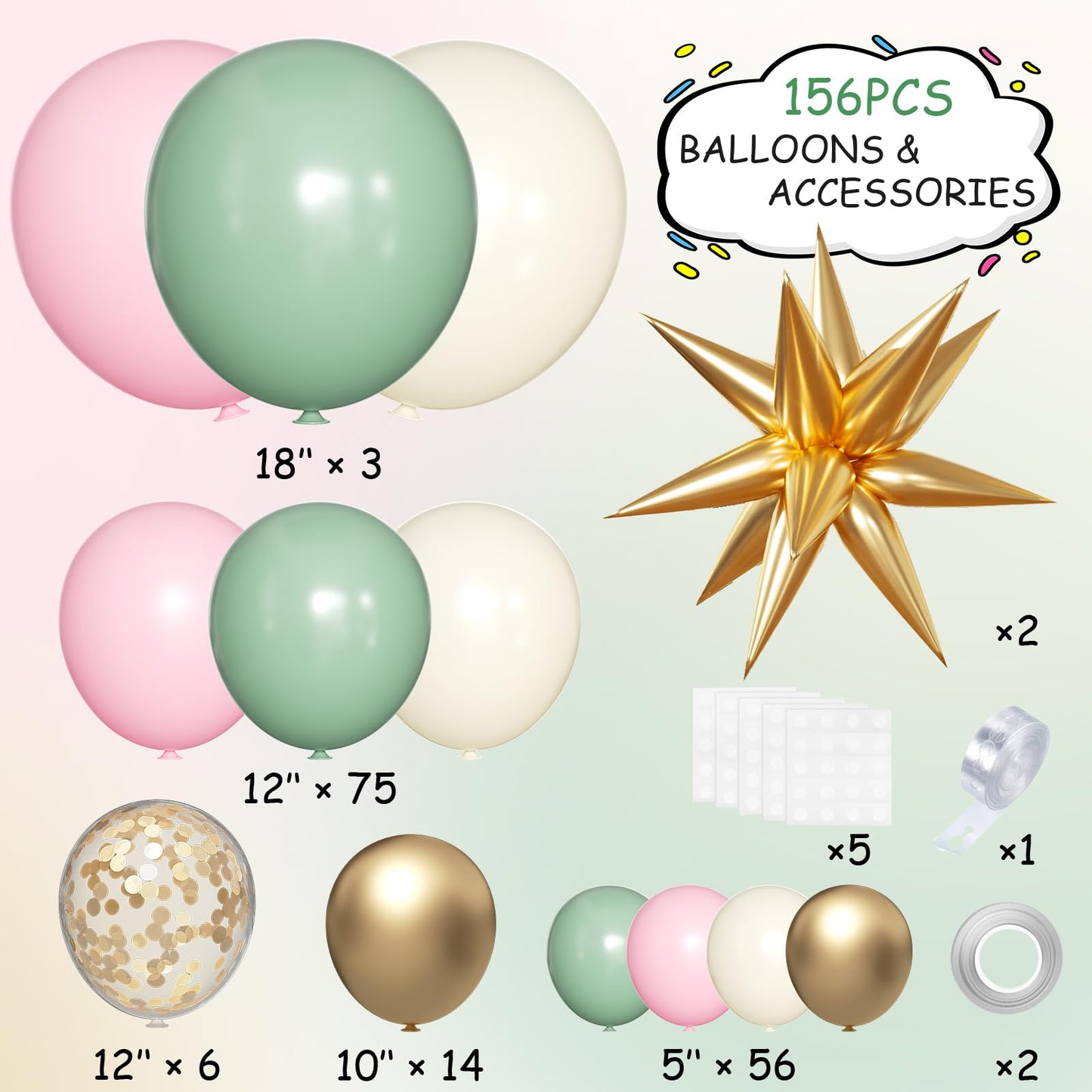 Boho Balloon Garland Arch Kit, 156Pcs Dusty Pink Pastel Brown Metallic Champagne Gold White Balloons for Wedding Baby Bridal Shower Engagement Anniversary Birthday Decorations