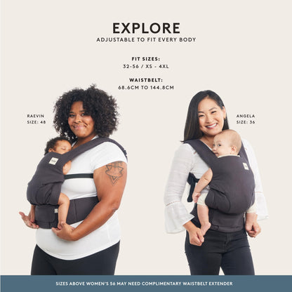 Baby Tula Explore Linen Baby Carrier 7 – 45 lb, Adjustable Newborn to Toddler Carrier, Multiple Ergonomic Positions Front and Back, Breathable and [Natural – Explore + Linen, Ash