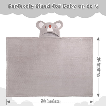 Hooded Baby Towels Boy for 0-6 Years, 50"x 32" Extra Large Toddler Bath Towels with Hood for Boys & Girls, 2-Pack Absorbent Thick Soft Gift for Kids Yellow Lion & Orange Monkey