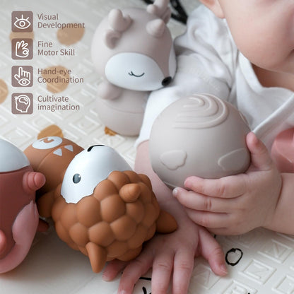 Nueplay 13 Pcs Building Circle & Blocks, Stacking & Nesting Baby Toys with Horse Figure, Newborn Essentials Squeeze Teething Toy Gifts for 6 12 18 Months Baby Toddler Girls