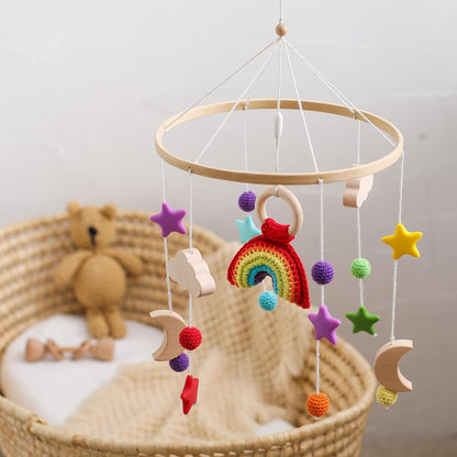 Wooden Crib Mobile Arm | Baby Crib Mobile Arm Wooden Holder | Rotatable Adjustable Anti Slip Attachment Clamp for Sturdy Mobile Hanger (Curved Arm)