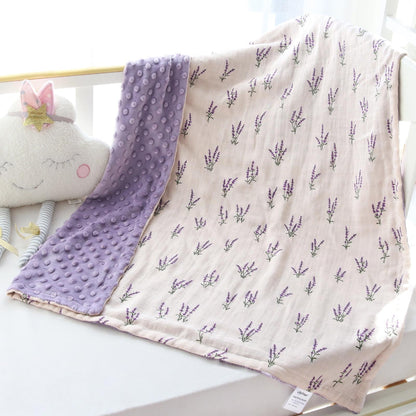 LifeTree Minky Baby Girl & Boy Blankets, Soft Double Layer Swaddle Blankets, Muslin Front and Dotted Fleece Backing Receiving Bed Throw Blanket for Newborn Unisex, 31X40 Inches, Bear Pattern