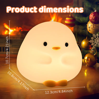 DuDu Duck Night Light, Cute Duck Lamp, Squishy Silicone Nightlight for Bedrooms with 30 Minutes Timer, Rechargeable Bedside Lamp with Touch Control for Bedrooms, Living Room
