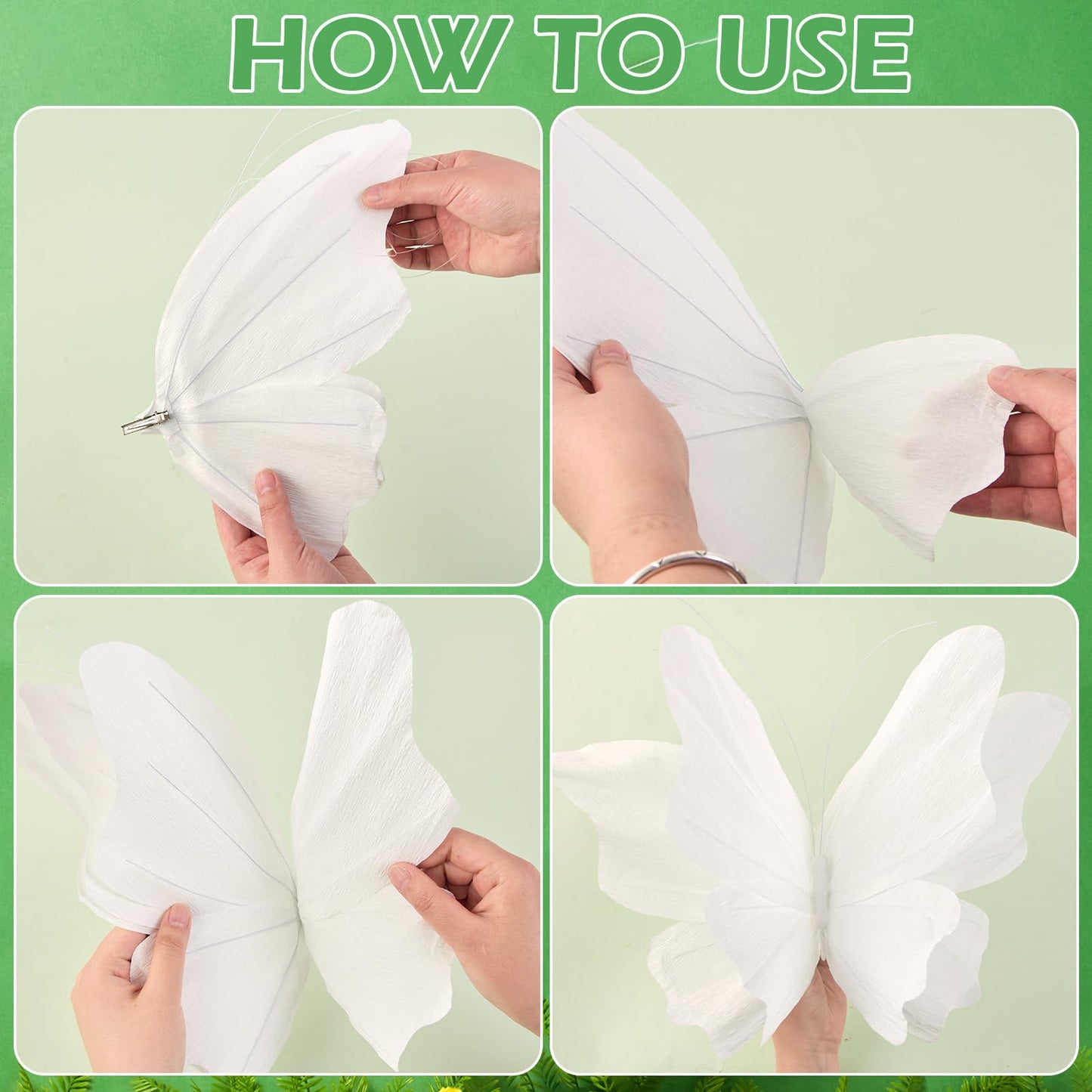 SUNBEAUTY Butterfly Party Decorations, 3D Paper Butterfly Decoration, Hanging Paper Butterfly for Baby Shower Decorations Girls, Women, Paper Flowers for Wall Decoration, Set of 4