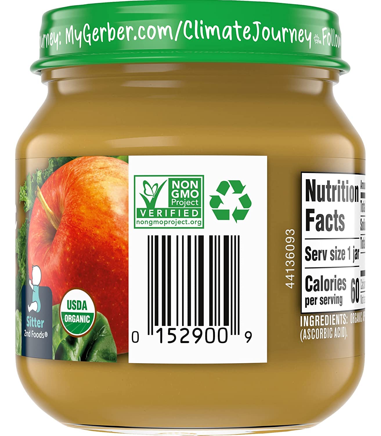 Gerber Purees Organic 2nd Foods Apple Wild Blueberry Baby Food Glass Jar (Pack of 6)