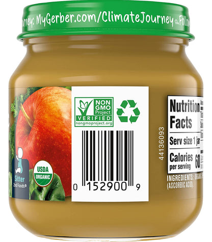 Gerber Purees Organic 2nd Foods Apple Wild Blueberry Baby Food Glass Jar (Pack of 6)
