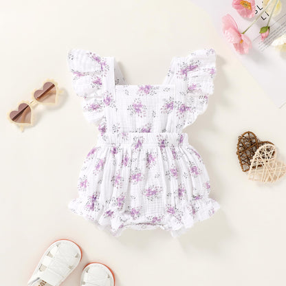 Happy Town Newborn Baby Girl Clothes Infant Summer Romper Sleeveless Floral Cute Outfits One Piece Jumpsuit Bodysuit