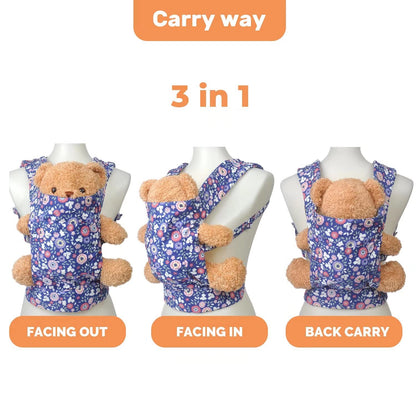 Baby doll carrier for baby girl Premiums soft straps and skin-friendly webbing stuffed animal carrier for kids and toddler facing in facing out and backpack 18 inch doll little flowers design