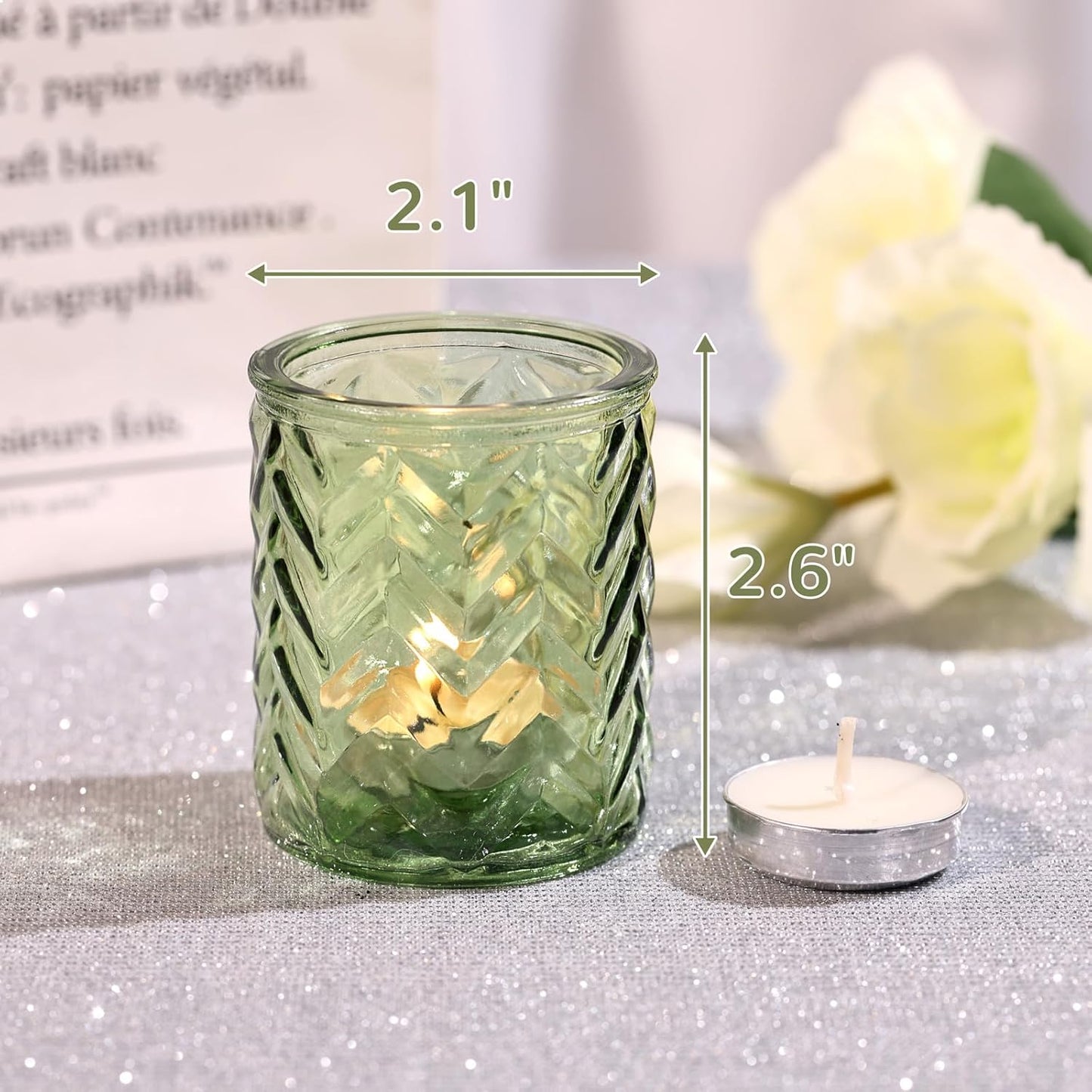 LAMORGIFT 12 PCS Blue Tealight Holders - Blue Votive Candle Holders for Wedding Party Decorations - Bulk for Wedding Reception, Bridal Shower, Baby Shower Party Decor