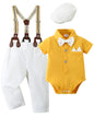 YALLET Baby Boy Clothes Suit Newborn Infant Gentleman Outfits, Formal Dress Shirt+Bowtie+Suspender Shorts Wedding Party Set