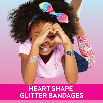 Barbie Antibacterial Kids Bandages, 3 Assorted Sizes 100 CT | Wear Like Stickers, Flexible Adhesive Bandages for Minor Cuts, Scrapes, and Burns. Great Gift idea for Kids