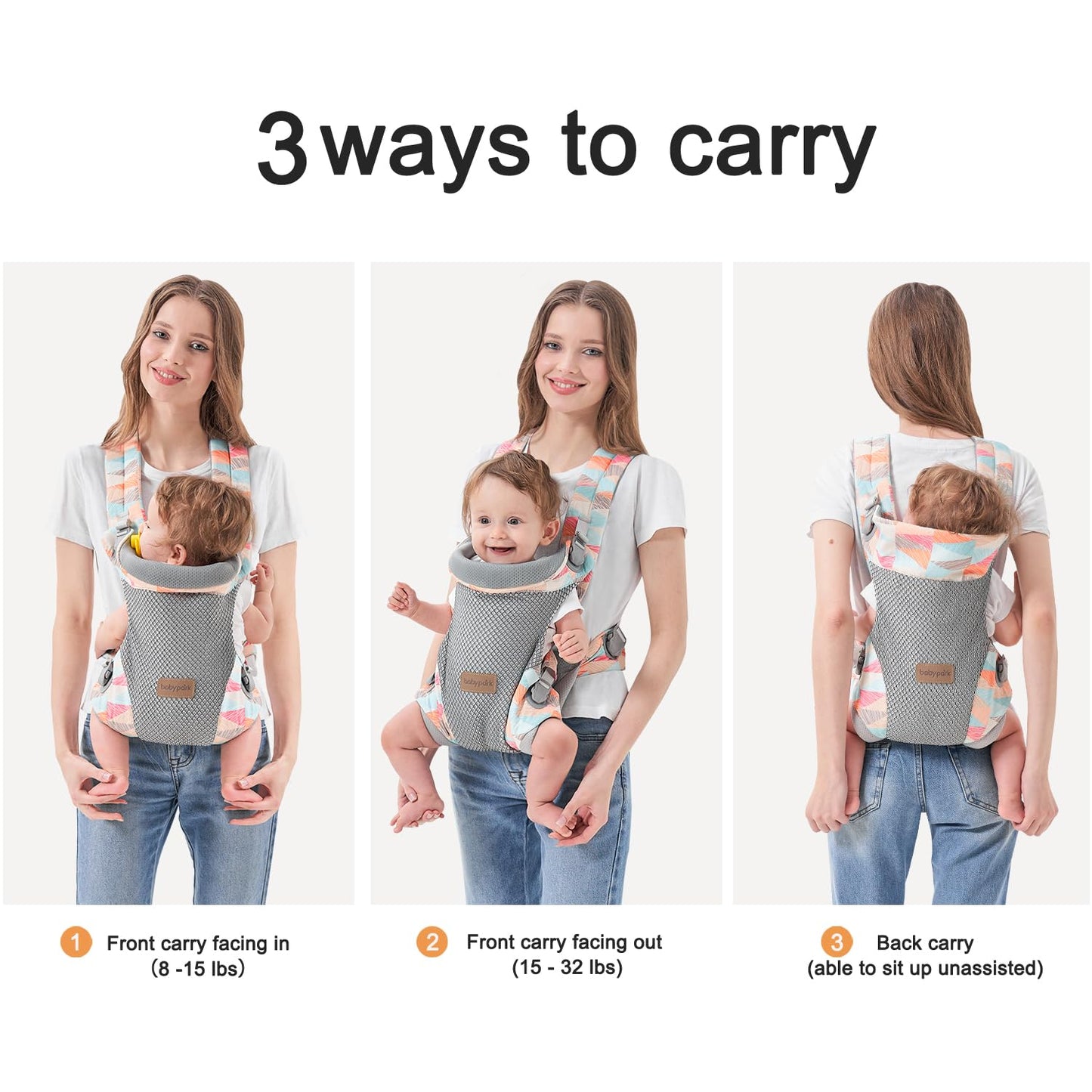 3-in-1 Baby Carrier Newborn to Toddler - Ergonomic(7.5-45lbs),Cozy Baby Carrier，Enhanced Lumbar Support，Easily AdjustableLightweight & Breathable Child Carrier(Camouflage)