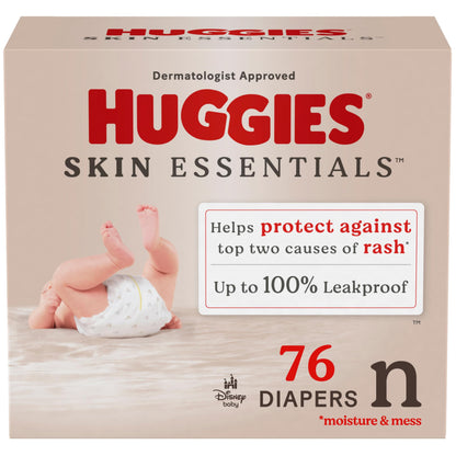Huggies Size 2 Diapers, Skin Essentials Baby Diapers, Size 2 (12-18 lbs), 74 Count, Packaging May Vary