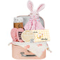 Baby Gift Basket, Newborn Baby Boy Gift Basket, Multiple Pieces Newborn Essentials for New Baby Gifts Basket Set with Baby Blanket, Baby Bunny Rattle, Keepsake Milestone, Elephant Toy, Baby Socks