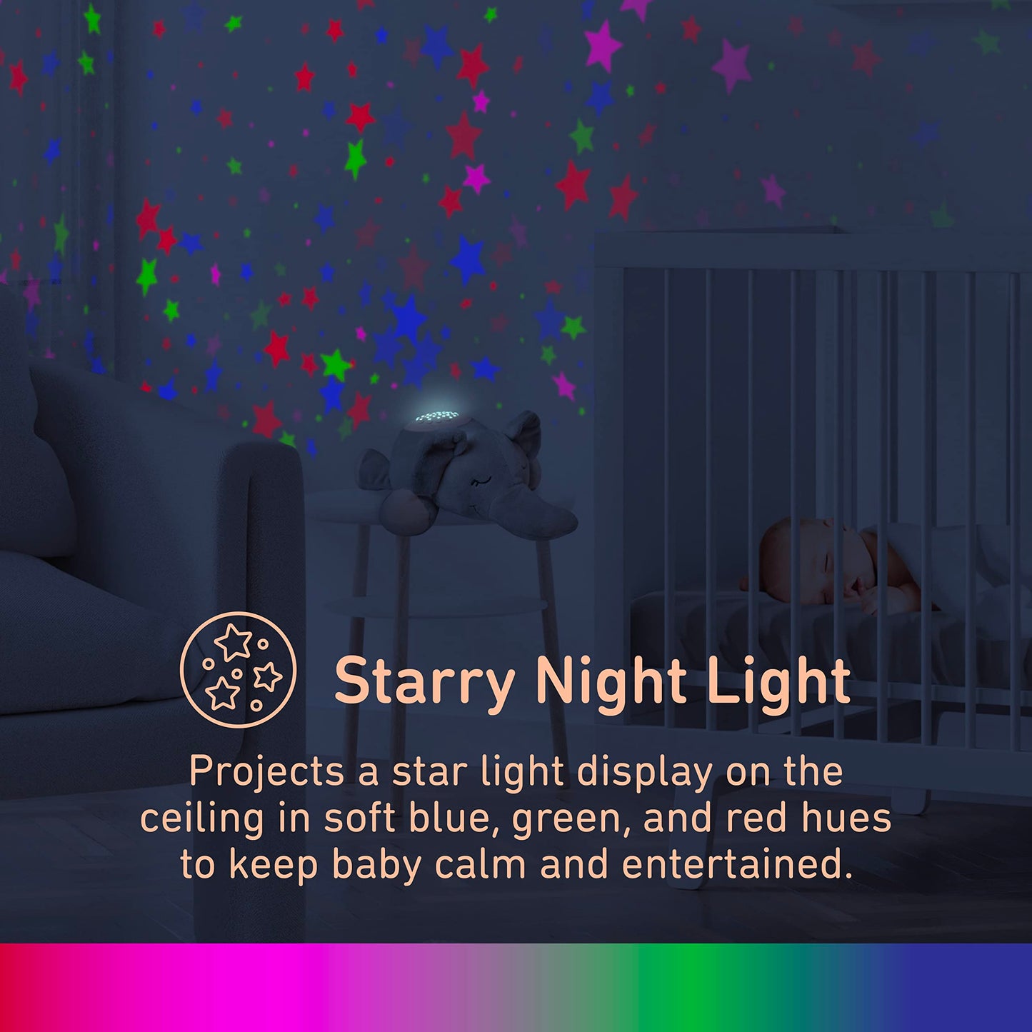 PureBaby Sound Sleepers Portable Sound Machine & Star Projector - Plush Sleep Aid for Baby and Toddlers with Soothing Night Light Display, 10 Lullabies, White Noise, and Heartbeat Sounds (Unicorn)