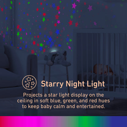 PureBaby Sound Sleepers Portable Sound Machine & Star Projector - Plush Sleep Aid for Baby and Toddlers with Soothing Night Light Display, 10 Lullabies, White Noise, and Heartbeat Sounds (Unicorn)