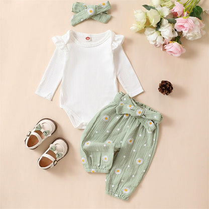 Mubineo Baby Girl Clothes Outfits Cute Flower Romper Daisy Pant Fall Winter Newborn Outfit Sets