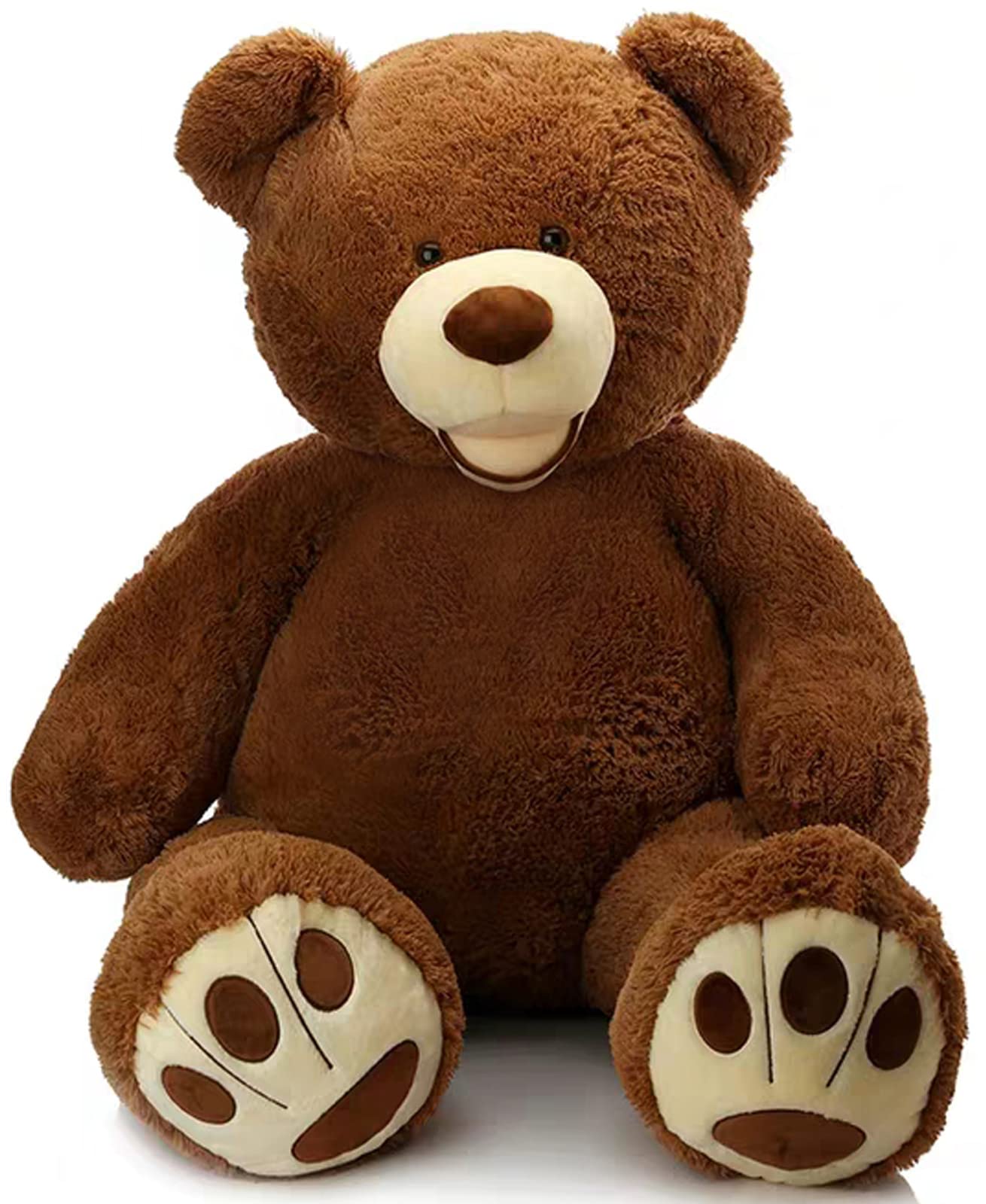 MorisMos Smile Giant Teddy Bear, 51inch Large Stuffed Bears with Big Footprints, Big Stuffed Animals Cuddly Plush Gifts for Girlfriends, Boyfriend, Dark Brown