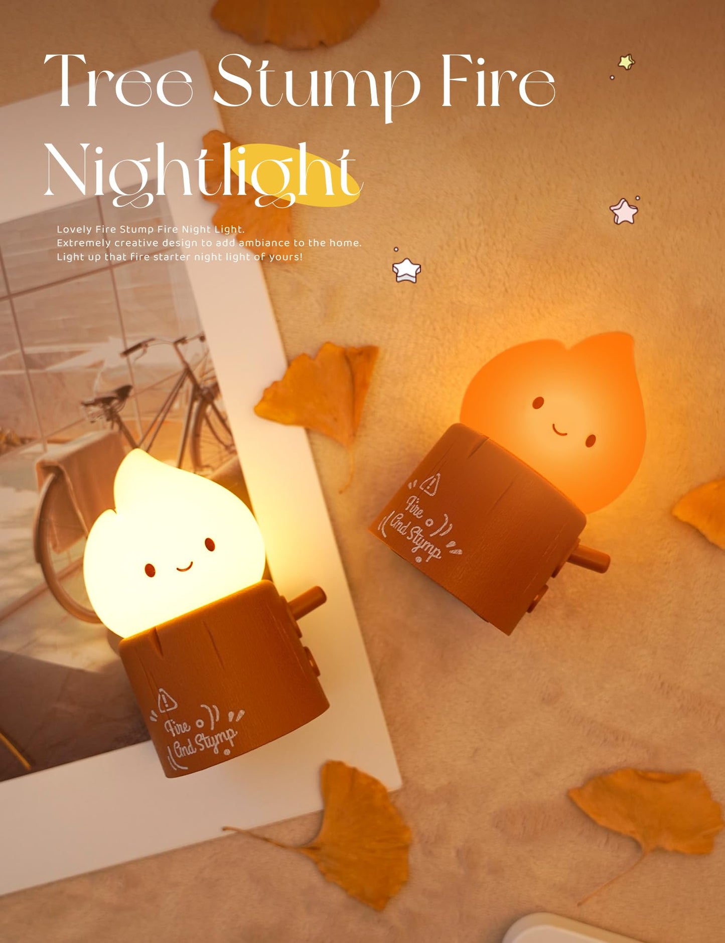 Cute Chibi Flame Lamp, Anime Cozy Lights, Retro Rechargeable Night Light, Decor, Cute Desk Accessories, Gifts