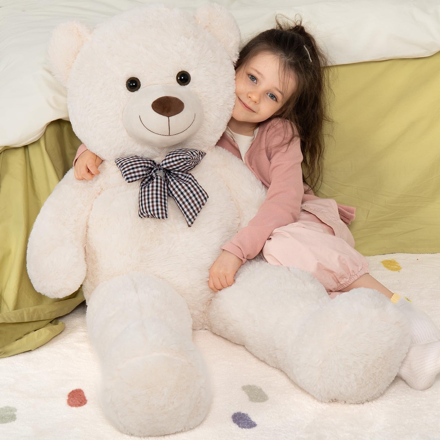 MaoGoLan Giant Big Teddy Bear 4 Feet 47 inch Life Size Tan Plush Bear Brown Stuffed Animal for Children Boyfriend