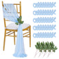 QueenDream Light Blue Sashes Chair Aisle Decorations: 24 Pack Baby Shower Chair Cover 8FT Long Tulle Draping Fabric Wedding Reception Church