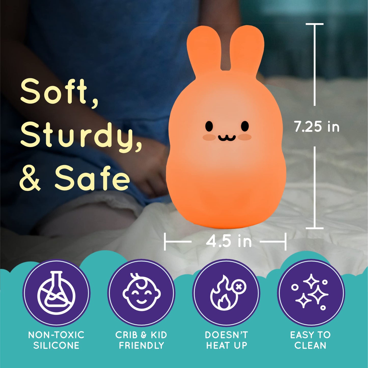 Lumipets Remote Control Silicone Night Light for Kids - Pig Design with 9 Soft Colors & Sleep Timer - Rechargeable, Battery-Operated Lamp for Bedroom | Baby Nursery, Toddler, Girls, Boys