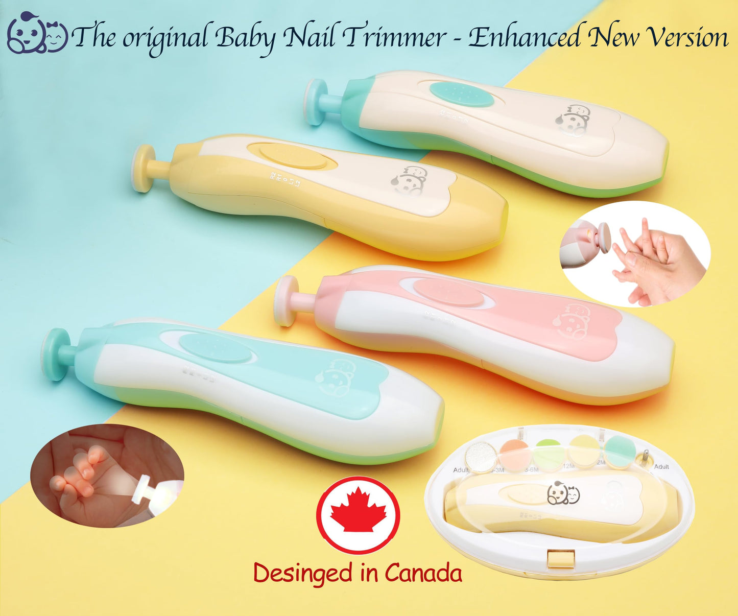 Baby Nail Trimmer 21 in 1, Usage Labeled Case & 13 Extra Replacement Tools, Royal Angels Baby Electric Nail File, Baby Nail Care, Nail Clipper Newborn Toddler Toes & Fingernails Nail Kit (Blue)