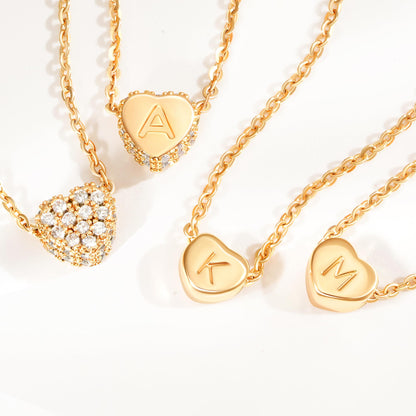 Tiny Gold Initial Heart Necklace-14K Gold Plated Handmade Dainty Letter Heart Necklace for Women Necklace Jewelry