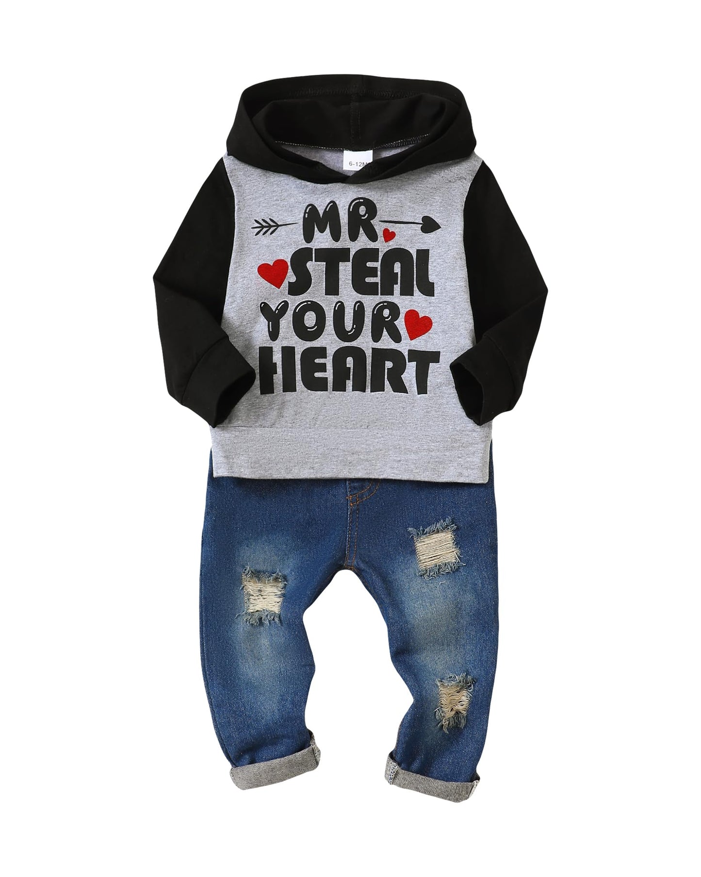 NZRVAWS Baby Boy Clothes Toddler Boy Outfit 2 3 4T 6 12 18 24 Month Fall Winter Hoodie Ripped Jeans Clothing