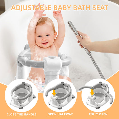 Baby Bath Seat for Babies 6 Months & Up, Toddler Bath Seats for Babies Sitting Up, Non-Slip Infant Bath Tub Chair with 4 Suction Cups & Soft Cushion for Shower, Compact Toddler Bathtub Seat, Pink