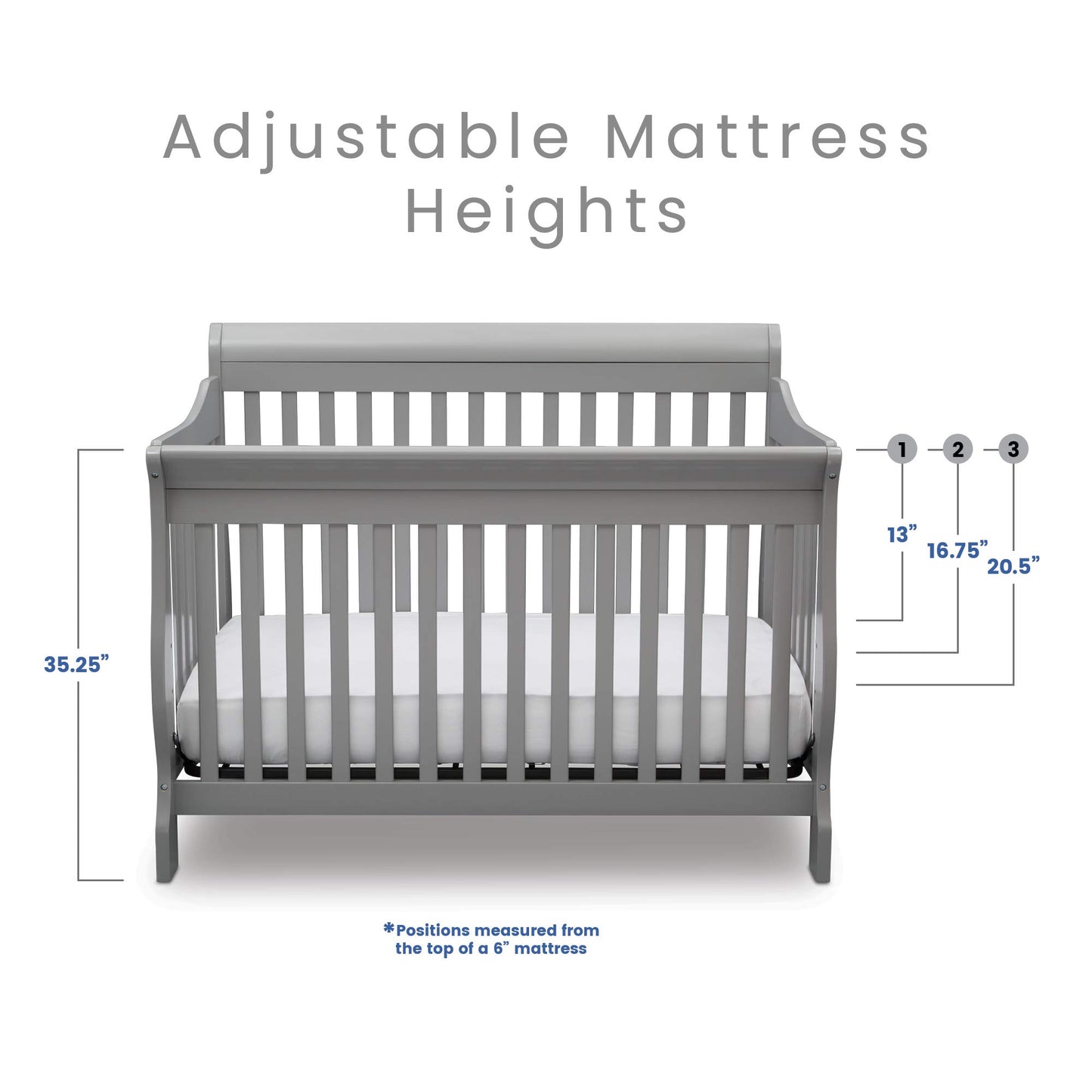 Delta Children Simmons Kids Carter 6-in-1 Convertible Crib - Greenguard Gold Certified, Black Ebony