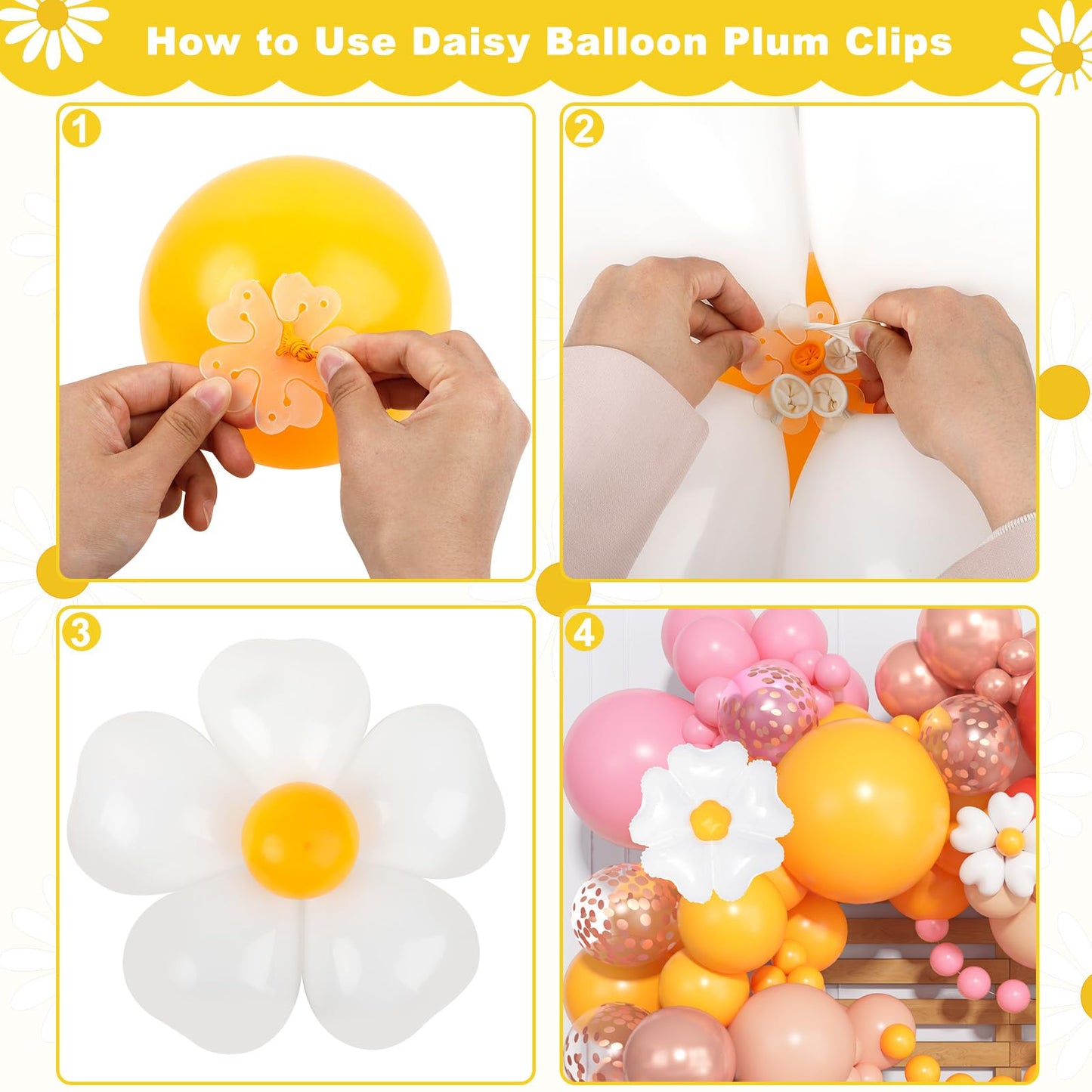 168Pcs Daisy Balloon Arch Garland Kit, Pastel Blue Orange Yellow Purple Confetti Daisy Wild Flower Balloons for Boho Two Groovy One Birthday Floral Girl Baby Shower Spring Wedding Party Decorations