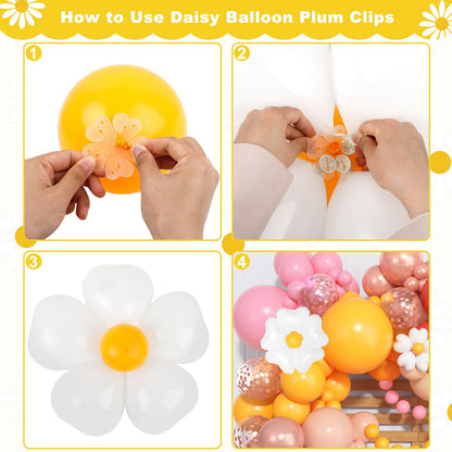 168Pcs Daisy Balloon Arch Garland Kit, Pastel Blue Orange Yellow Purple Confetti Daisy Wild Flower Balloons for Boho Two Groovy One Birthday Floral Girl Baby Shower Spring Wedding Party Decorations