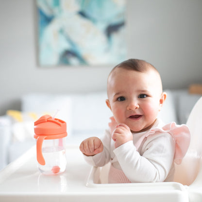 Dr. Brown's Milestones, Baby's First Straw Cup Sippy Cup with Straw, 6m+, 9oz/270ml, Coral, BPA Free