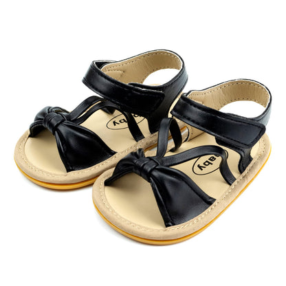 GAISUMMI Baby Girls Sandals Summer Bowknot Infant Crib Shoes Toddler Pu Leather Soft Rubber Sole First Walkers