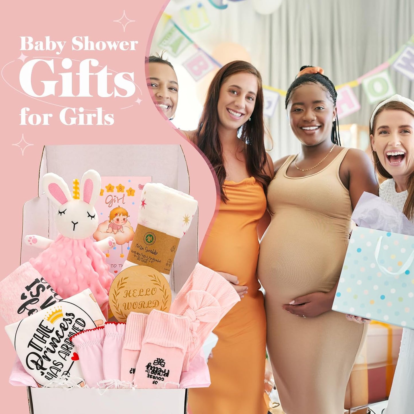 Baby Girl Gifts,Baby Shower Gifts for Girls,Baby Girl Newborn Essentials,Baby Girl Gift Basket,New Baby Girl Gift Set,Gender Reveal Gifts,Baby Gifts for Girls